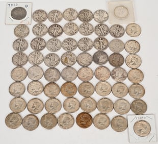 LARGE LOT OF 90% SILVER & 40% SILVER HALF DOLLARS