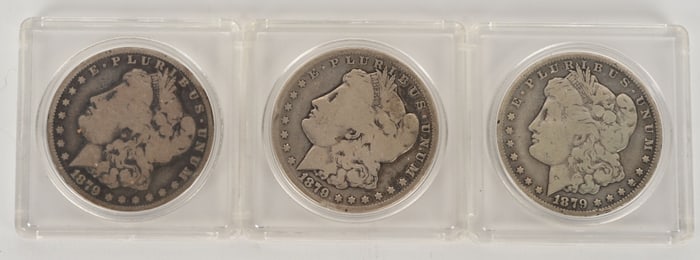 3- 1879 - CC MORGAN SILVER DOLLARS
