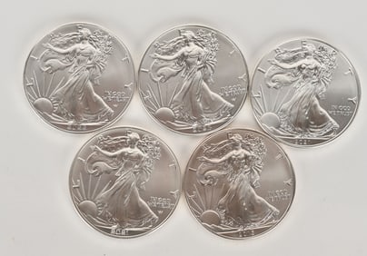 5- AMERICAN EAGLE SILVER DOLLARS