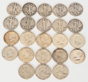 23- 90% SILVER HALF DOLLARS