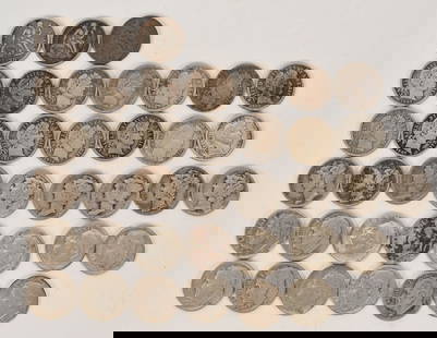 38- SILVER DIMES, SEATED LIBERTY, BARBER & MORE: Lot includes 3- Seated Liberty dimes, 1862, 1890 & 1890, 14- Barber dimes, 8- Mercury dimes and 13- Roosevelt dimes. All are 90% silver. Condition varies.