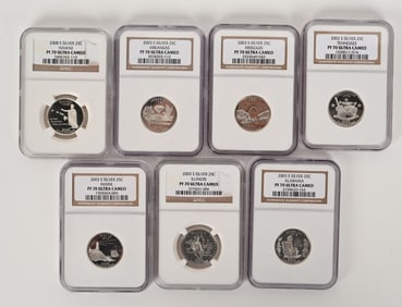 7- PROOF 70 CAMEO SILVER WASHINGTON QUARTERS
