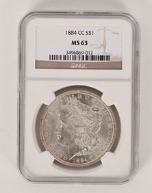 1884-CC MORGAN SILVER DOLLAR MS63