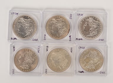 6- HIGH GRADE 1903 MORGAN SILVER DOLLARS