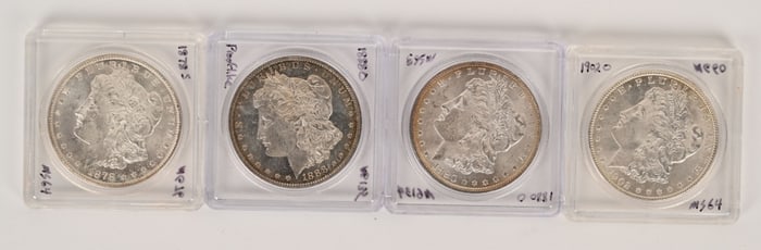 4- HIGH GRADE MORGAN SILVER DOLLARS