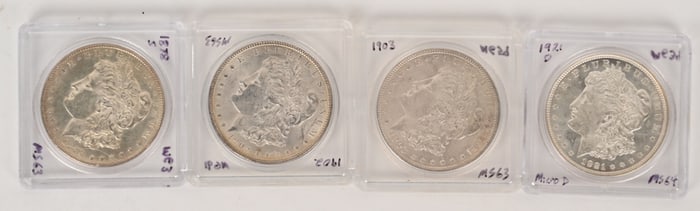 4- HIGH GRADE MORGAN SILVER DOLLARS