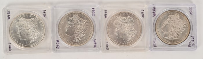 4- HIGH GRADE MORGAN SILVER DOLLARS