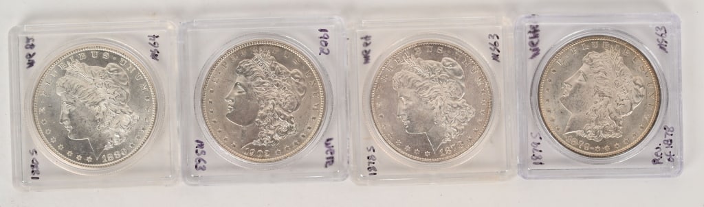 4- HIGH GRADE MORGAN SILVER DOLLARS (1 of 5)
