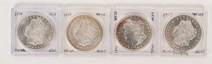 4- HIGH GRADE 1878 MORGAN SILVER DOLLARS