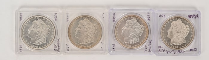 4- HIGH GRADE 1878 MORGAN SILVER DOLLARS