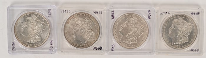 4- HIGH GRADE MORGAN SILVER DOLLARS