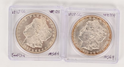 1878 CC, 1883 CC HIGH GRADE MORGAN SILVER DOLLARS