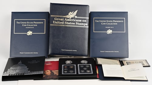 LARGE LOT OF STAMPS & PRESIDENTIAL COINS