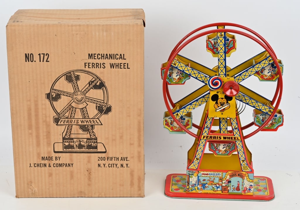 CHEIN TIN WINDUP MICKEY MOUSE FERRIS WHEEL w/ BOX (1 of 4)