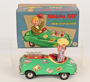 JAPAN BATTERY OP HALLOO HAT CAR w/ BOX