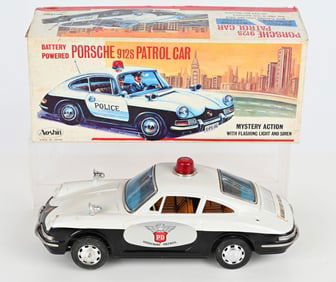JAPAN BATTERY OP PORSCHE 912S PATROL CAR w/ BOX