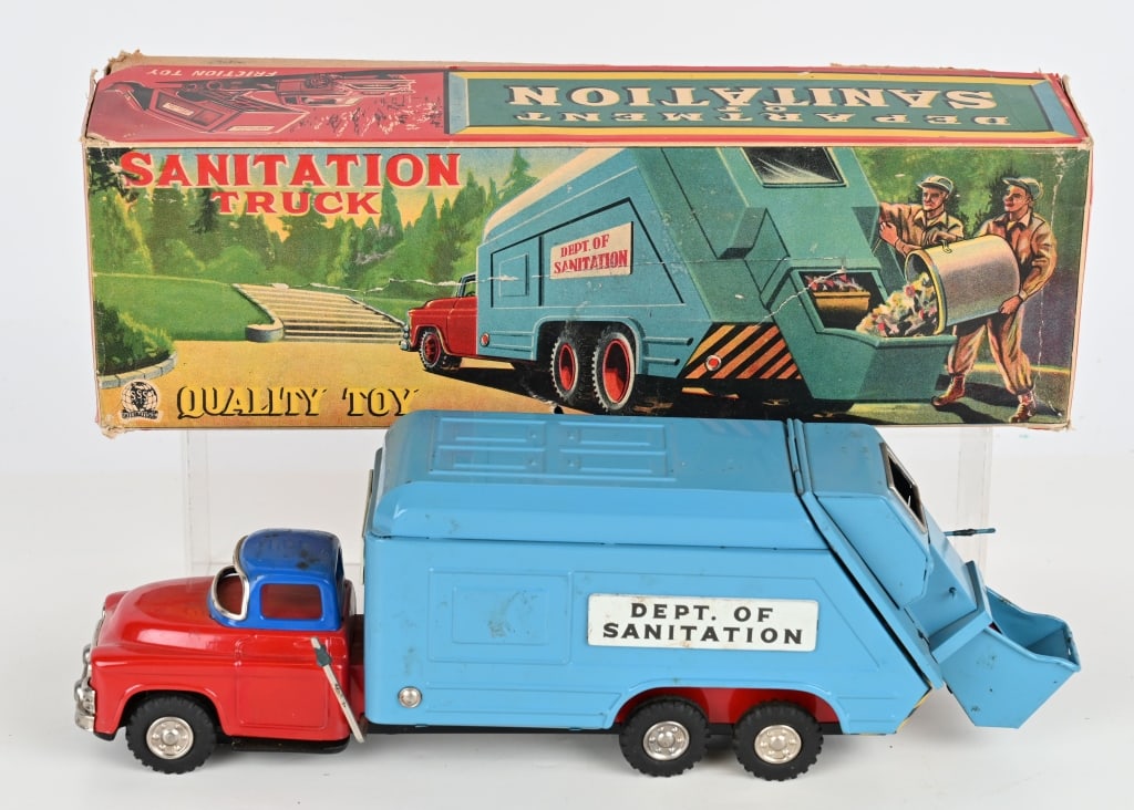 JAPAN TIN FRICTION SANITATION TRUCK w/ BOX (1 of 7)