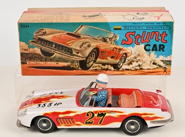JAPAN BATTERY OP FERRARI STUNT CAR w/ BOX