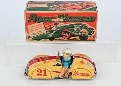 JAPAN TIN WINDUP ROAD WIZARD RACER w/ BOX