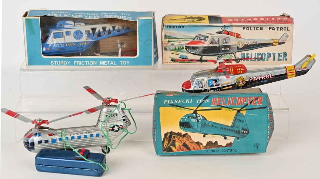 3- JAPAN TIN HELICOPTER TOYS w/ BOXES (1 of 4)