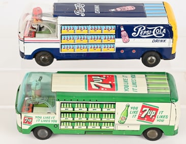 JAPAN TIN FRICTION 7UP & PEPSI DELIVERY VANS
