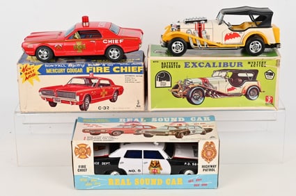 3- JAPAN BATTERY OP AUTOMOBILES w/ BOXES