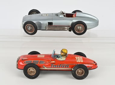 2- GERMAN TIN FRICTION RACE CARS