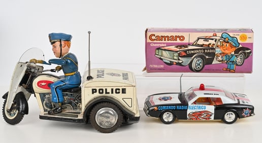 JAPAN TIN POLICE TRIKE MOTORCYCLE & CAMARO