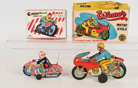 2- TIN MOTORCYCLES w/ BOXES