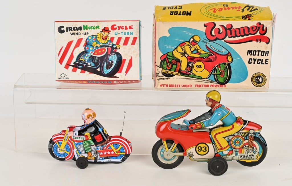 2- TIN MOTORCYCLES w/ BOXES (1 of 3)