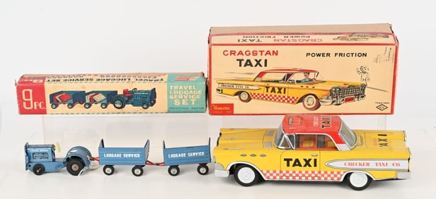 JAPAN TIN FRICTION TAXI & TRAVEL LUGGAGE SET