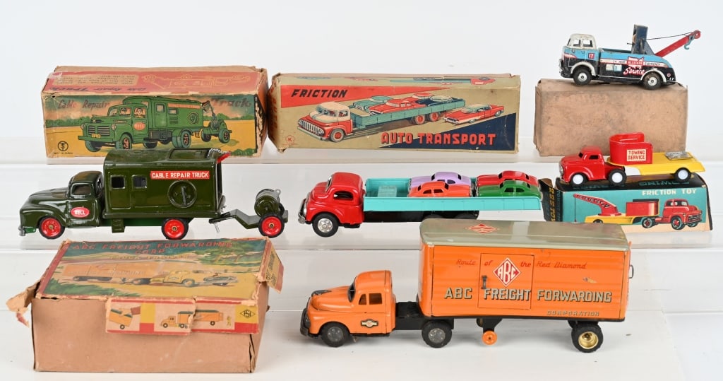 5- JAPAN TIN FRICTION TRUCKS w/ BOXES (1 of 4)