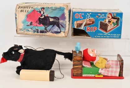 2- BATTERY OP OL RIP & FIGHTING BULL w/ BOXES