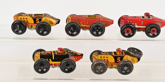 5- MARX TIN WINDUP MIDGET RACERS