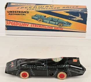 LINDSTROM TIN WINDUP BLUEBIRD RACER w/ BOX