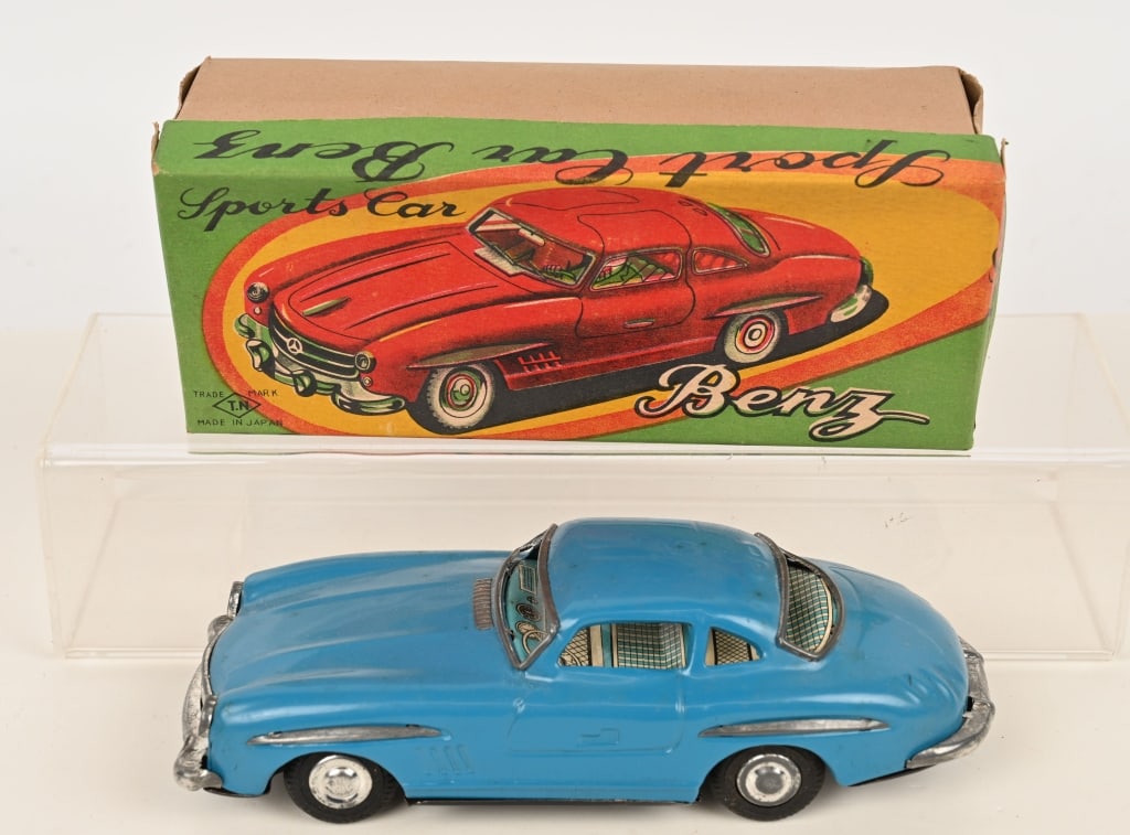 JAPAN TIN FRICTION MERCEDES BENZ w/ BOX: All original and looks never played with. 9" Excellent