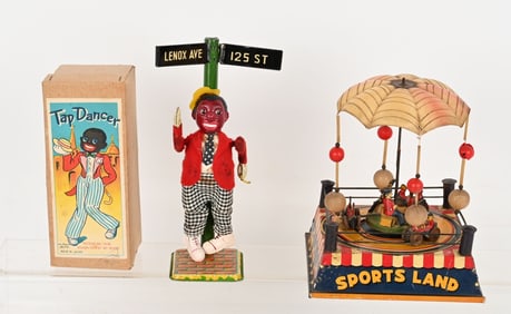 JAPAN CELLULOID WINDUP SPORTS LAND & TAP DANCER