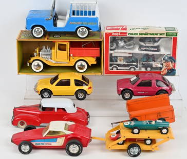 LOT OF PRESSED STEEL TOYS: All in various conditions. Some with Boxes. AS-IS