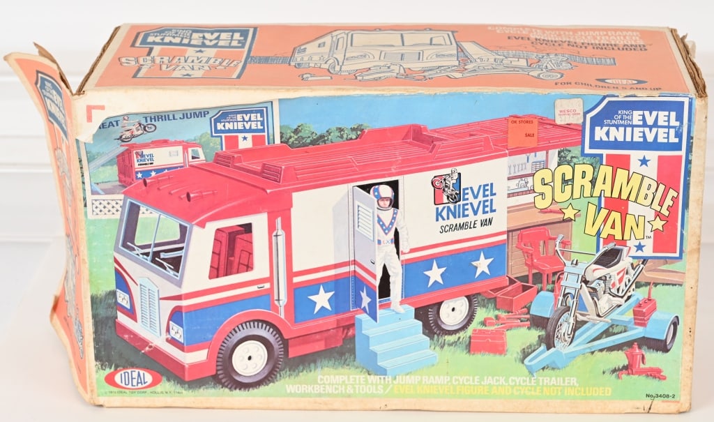 IDEAL EVEL KNIEVEL SCRAMBLE VAN w/ BOX (1 of 4)