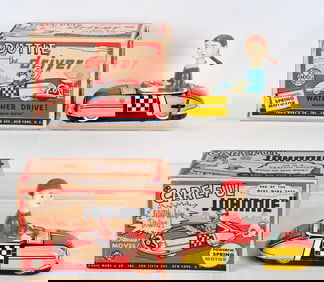 MARX TIN WINDUP DAN & DOTTIE DRIVER CARS w/ BOXES