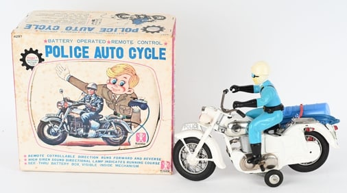 BANDAI BATTERY OP POLICE MOTORCYCLE w/ BOX