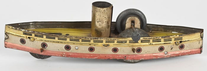EARLY GERMAN TIN FLYWHEEL SHIP