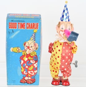 JAPAN WINDUP GOOD TIME CHARLIE CLOWN w/ BOX