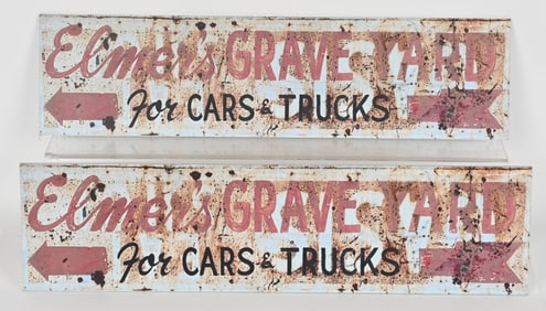 2- ELMER'S GRAVE YARD FOR CARS & TRUCK SIGNS