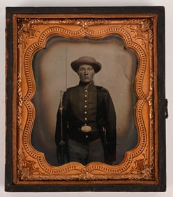 CIVIL WAR CONFEDERATE ARMED TINTYPE GEORGIA PLATE