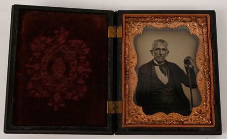FRAMED QUARTER PLATE IMAGE W GUTTA PERCHA CASE