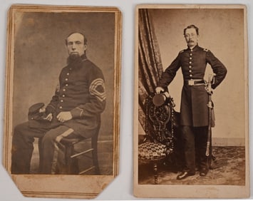 CIVIL WAR NAMED CDV OF A MAJOR & SERGEANT MAJOR