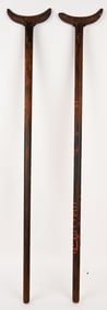 CIVIL WAR PERIOD WOODEN CRUTCHES MATCHED PAIR