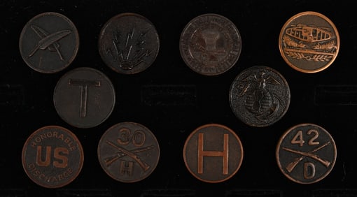 WW1 US COLLAR DISK LOT TANK CORPS MARINE CORPS WWI