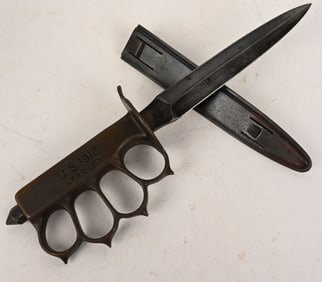 WWI US M1918 TRENCH KNIFE LF&C W/ SCABBARD WW1